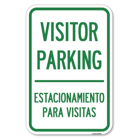Bilingual Reserved Parking Sign Visitor Heavy-Gauge Aluminum Sign